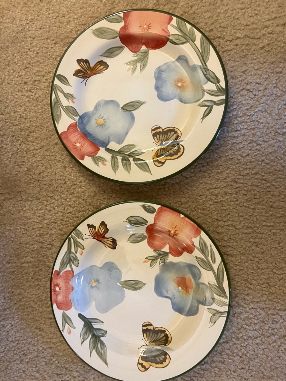Pfaltzgraff White Butterfly Botanical Salad Plates (2)